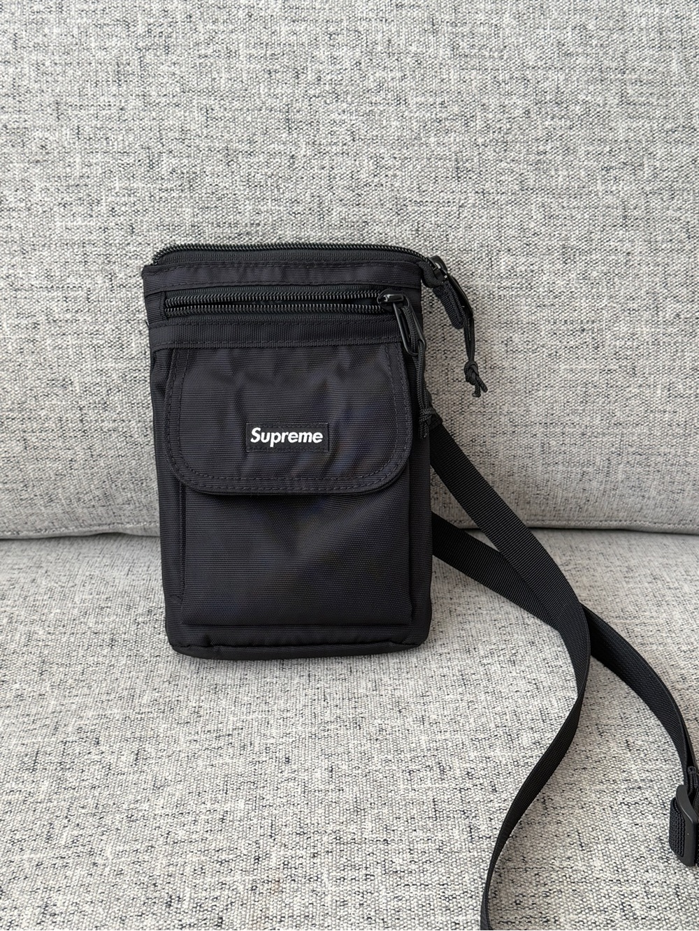 Authentic Supreme Black Compact Shoulder Pouch